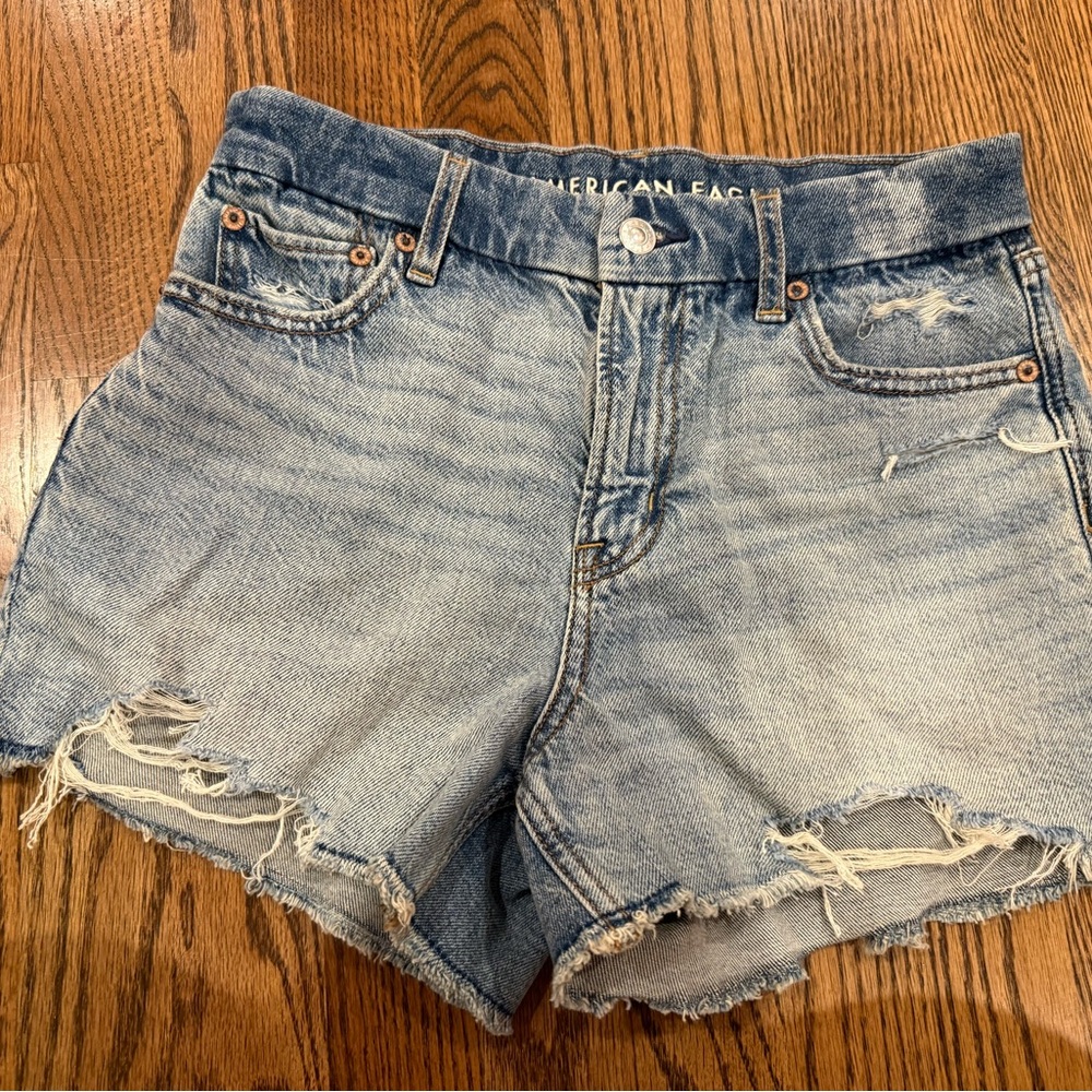 American Eagle Outfitters Distressed Light Blue Jean Shorts